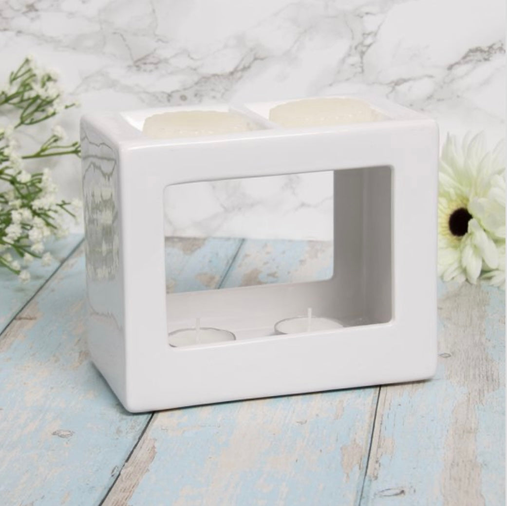 White Cube twin tea light burner