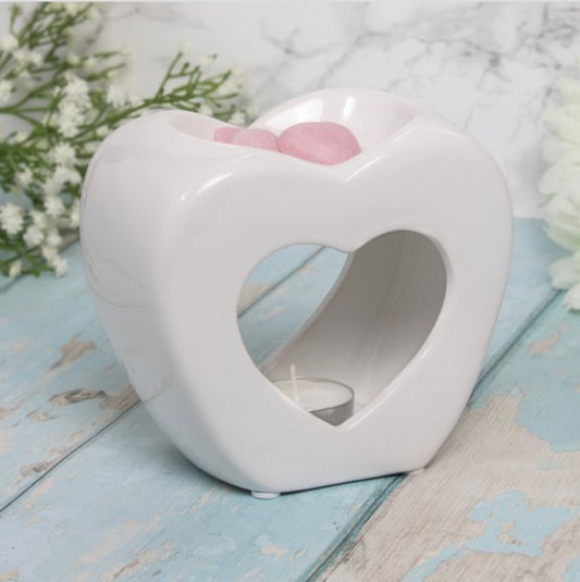 White Heart tea light burner