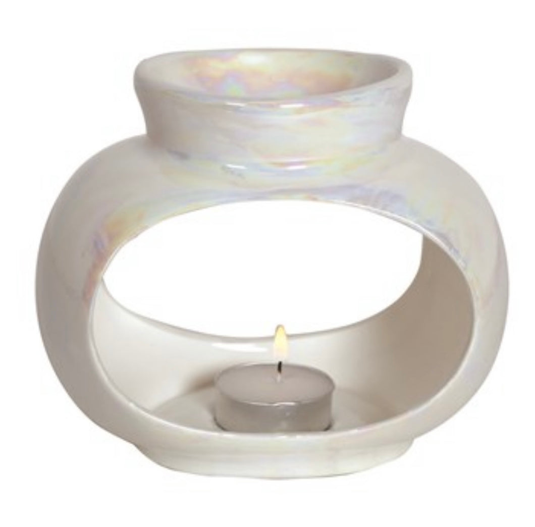 Large oval opal tea light burner