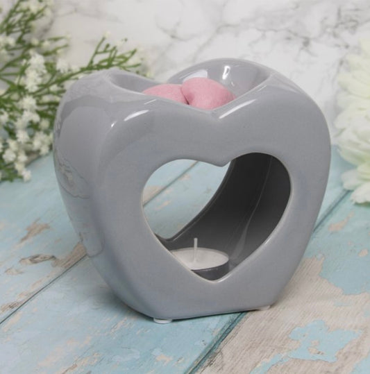 Grey Heart tea light burner