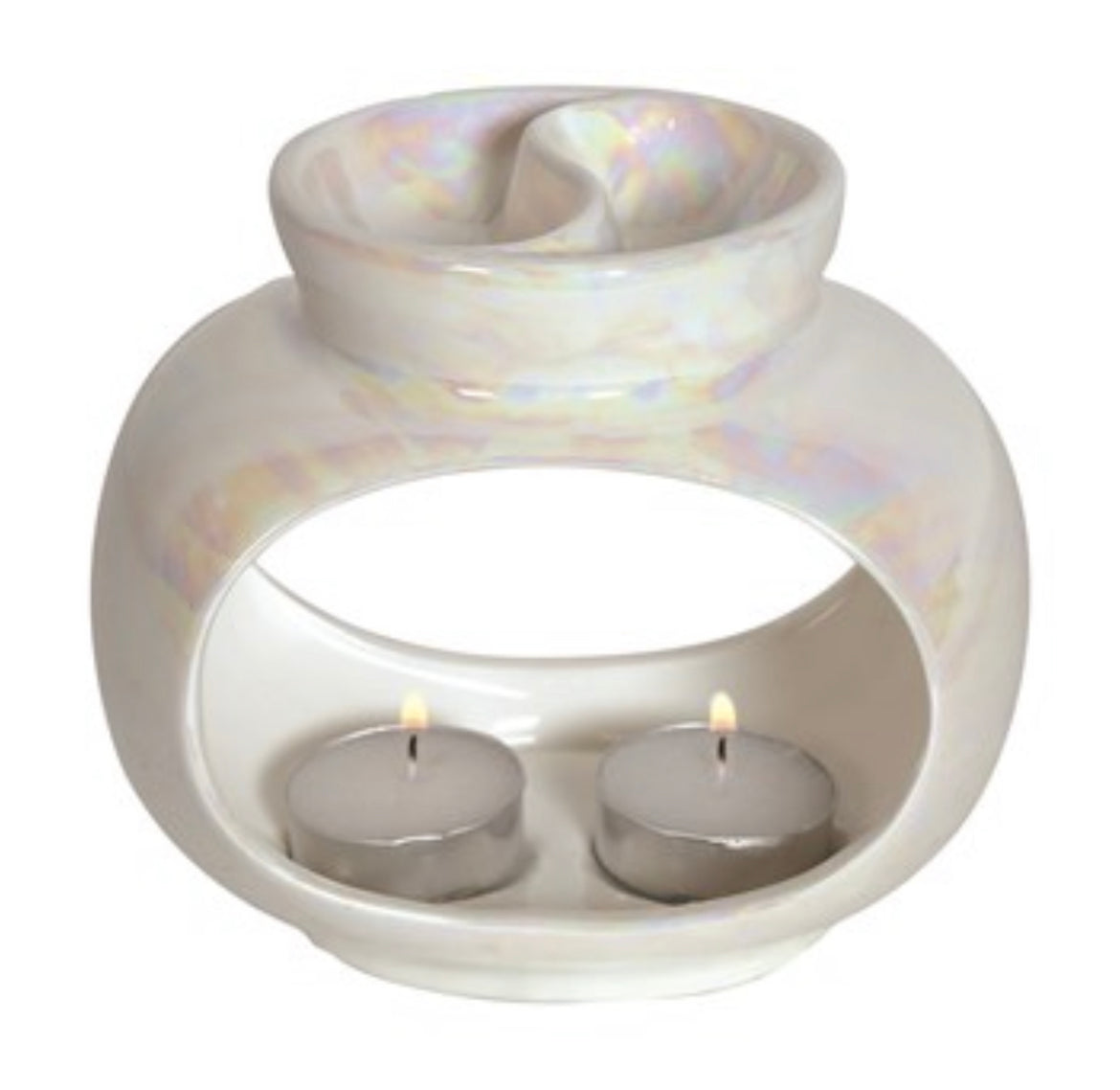 Dual large oval opal tea light burner